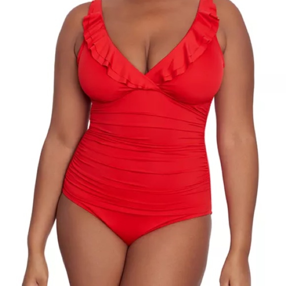 Red Ruffled One-Piece Swimsuit